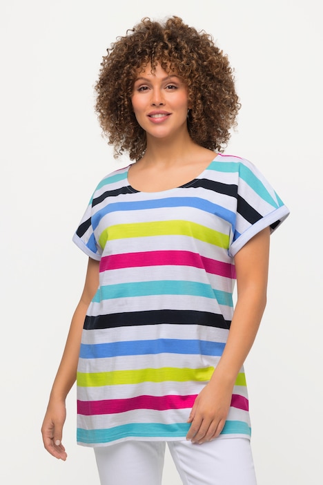 Colorful Striped Cap Sleeve Tee | T-Shirts | Knit Tops & Tees