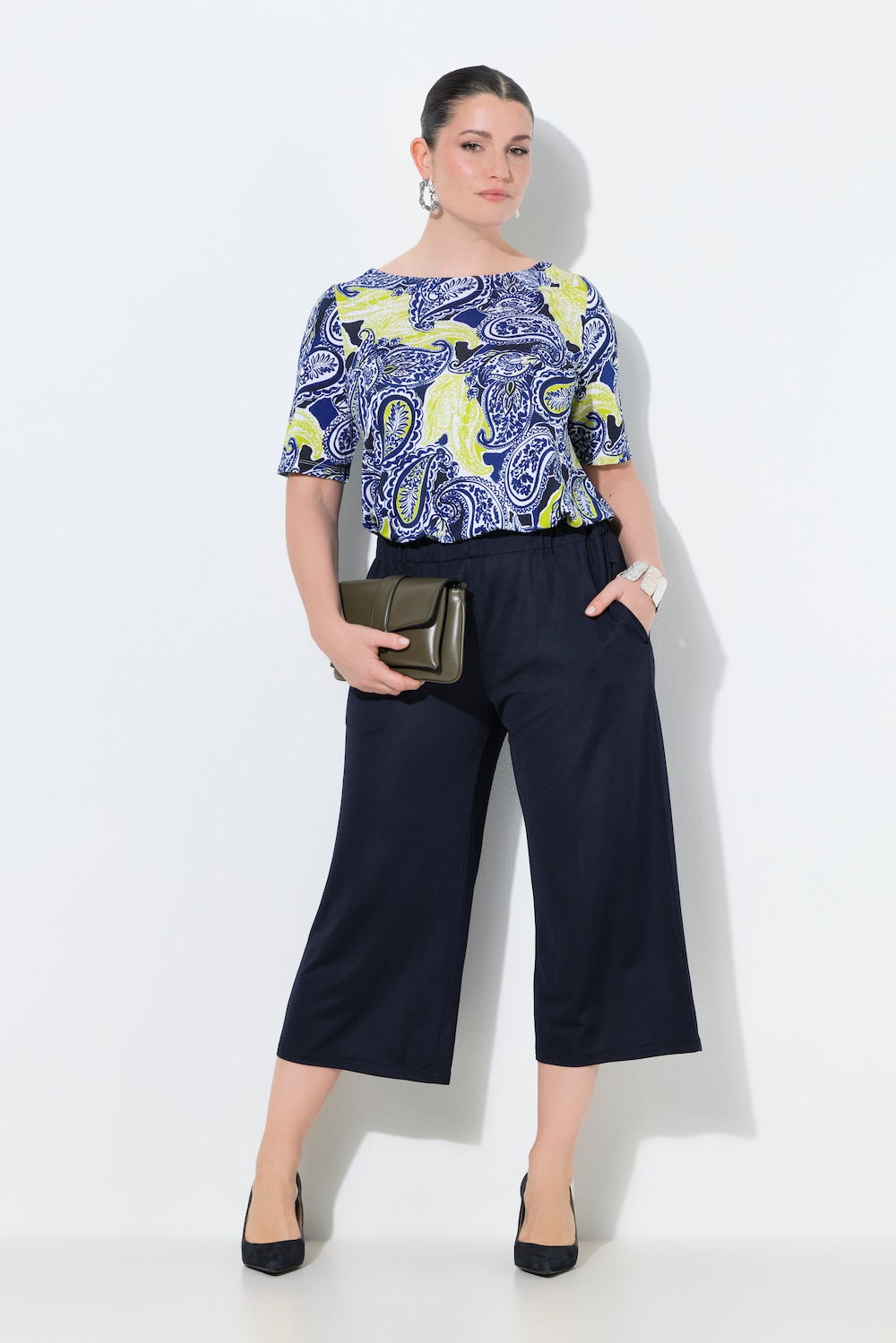 Slinky-Culotte, wadenlang, weites Bein, Elastikbund