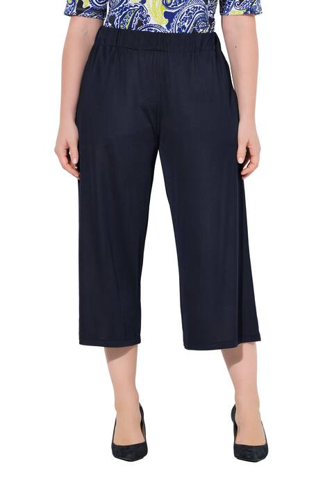 Široké kalhoty, Slinky, délka k lýtkům, široké nohavice, elastický pas