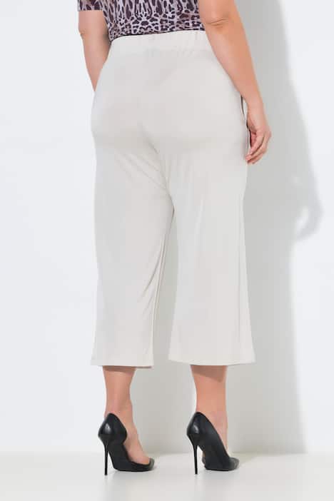 Slinky culotte, kuitlengte, wijde pijpen, elastische tailleband