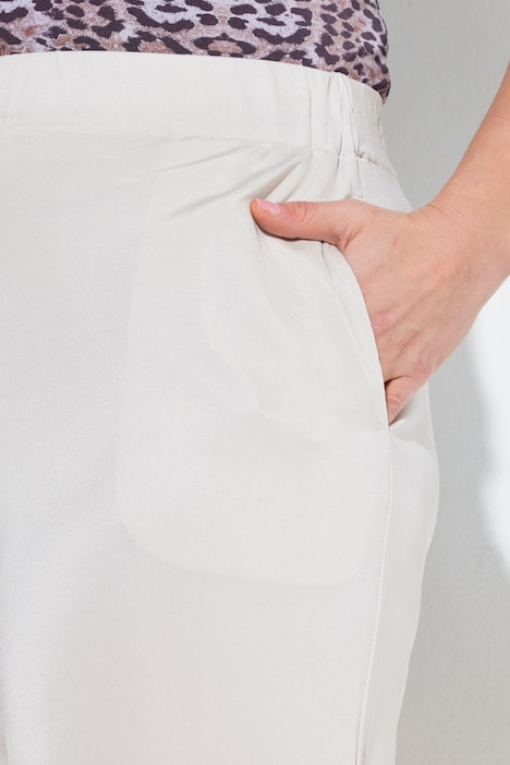 Slinky culotte, kuitlengte, wijde pijpen, elastische tailleband