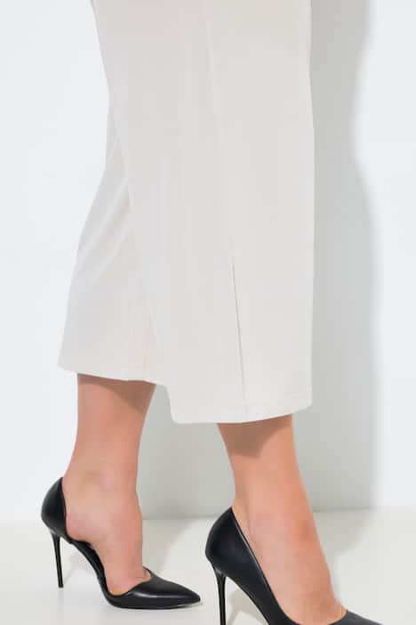 Slinky culotte, kuitlengte, wijde pijpen, elastische tailleband