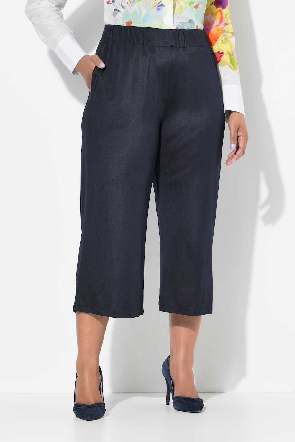 Große Größen Slinky-Culotte, Damen, blau, Größe: 58/60, Viskose, Ulla Popken