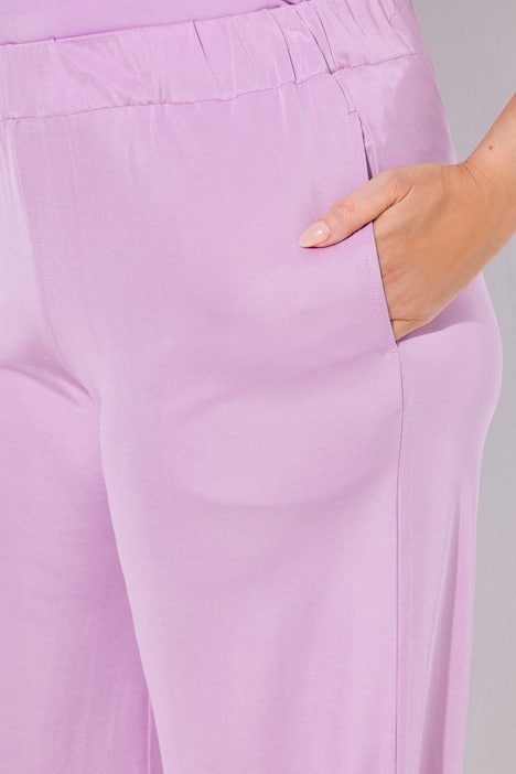 Slinky culotte, kuitlengte, wijde pijpen, elastische tailleband