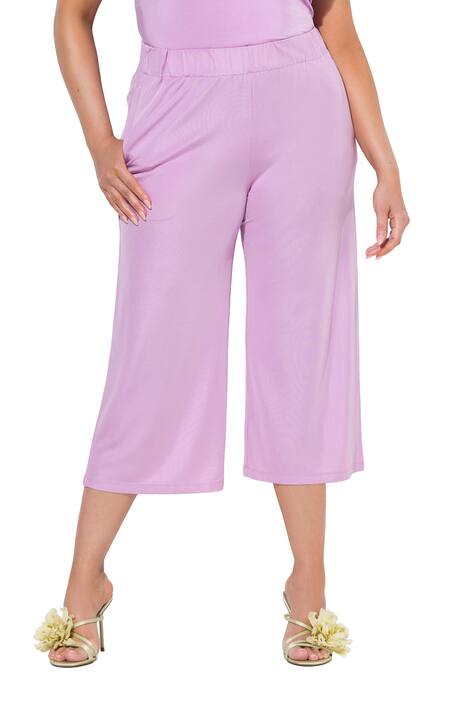 Široké kalhoty, Slinky, délka k lýtkům, široké nohavice, elastický pas