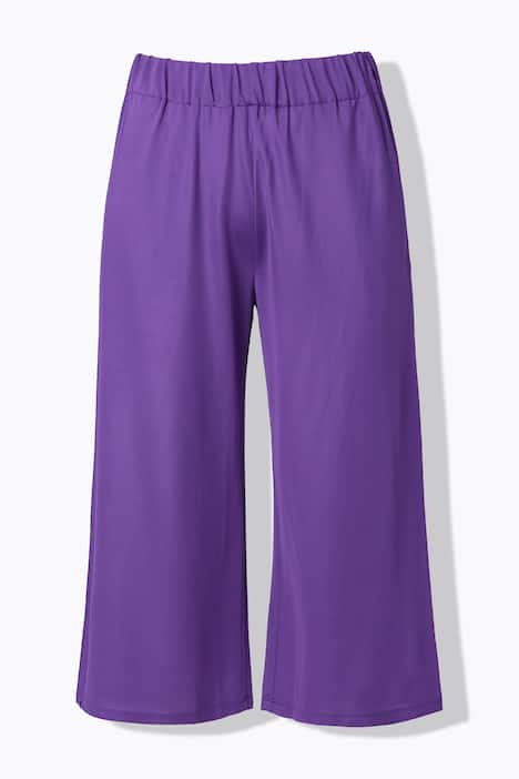 Slinky culotte, kuitlengte, wijde pijpen, elastische tailleband