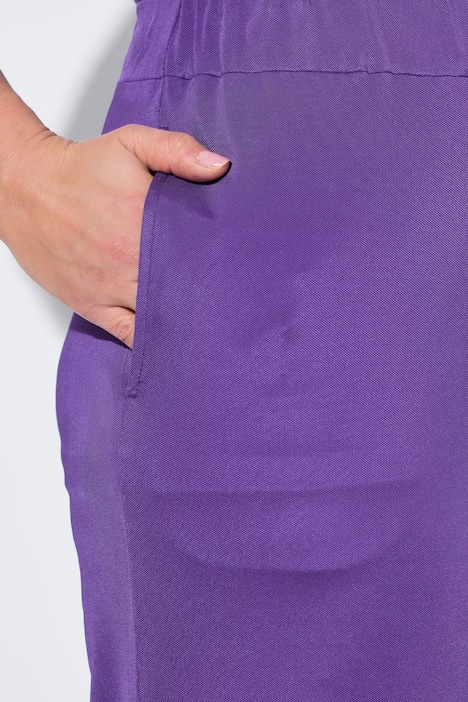 Slinky culotte, kuitlengte, wijde pijpen, elastische tailleband