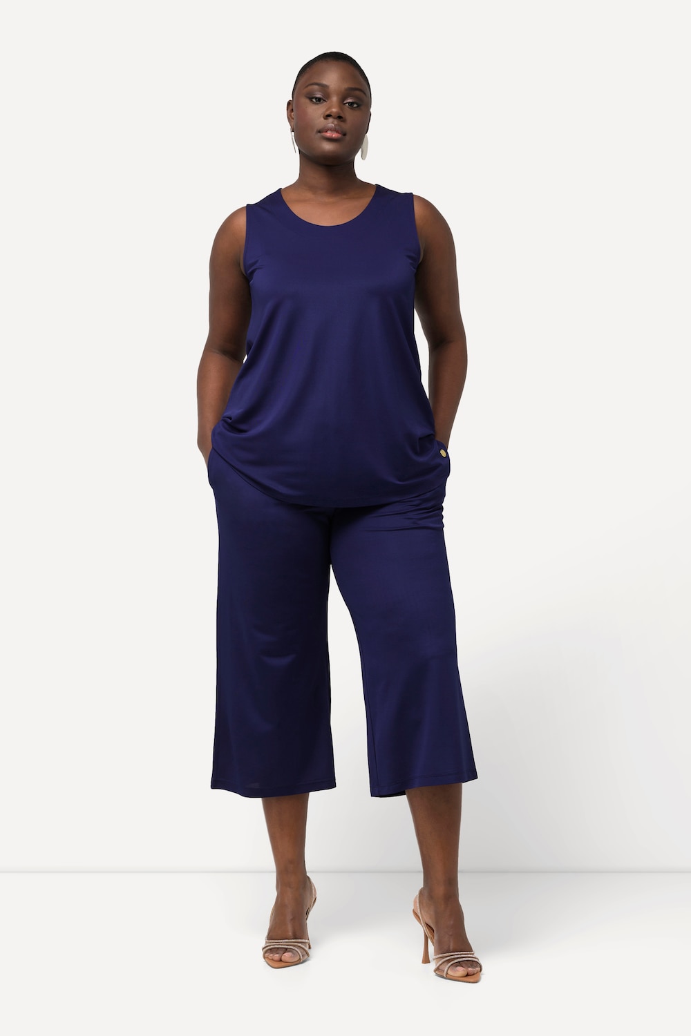 Große Größen Slinky-Culotte, Damen, blau, Größe: 50/52, Viskose, Ulla Popken