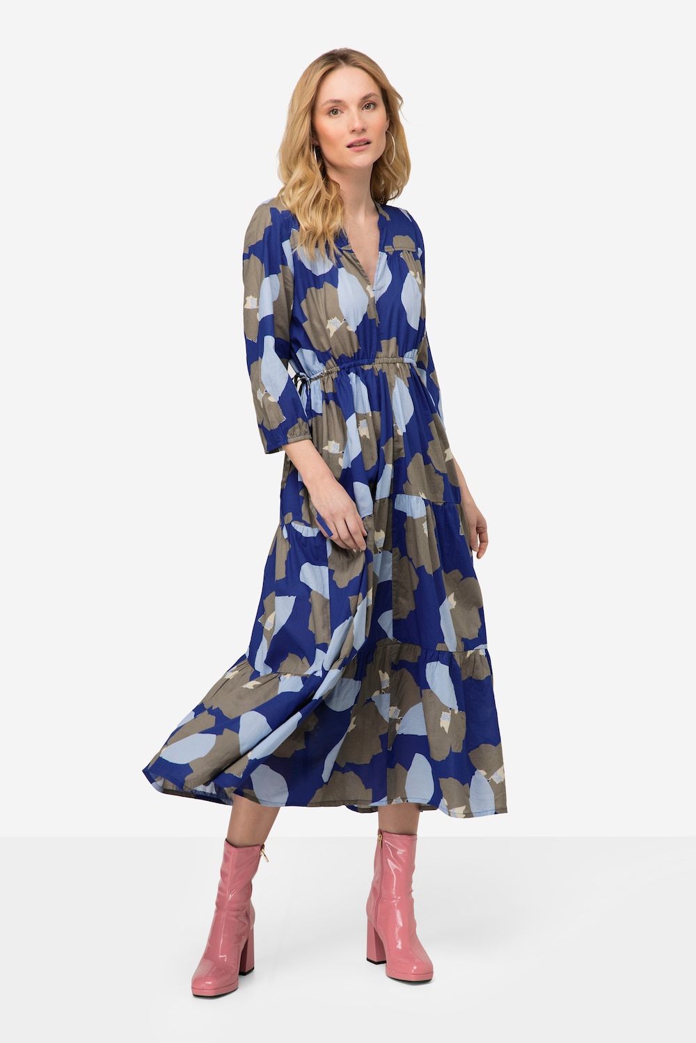 Große Größen Kleid, Damen, blau, Größe: L, Baumwolle, LAURASON