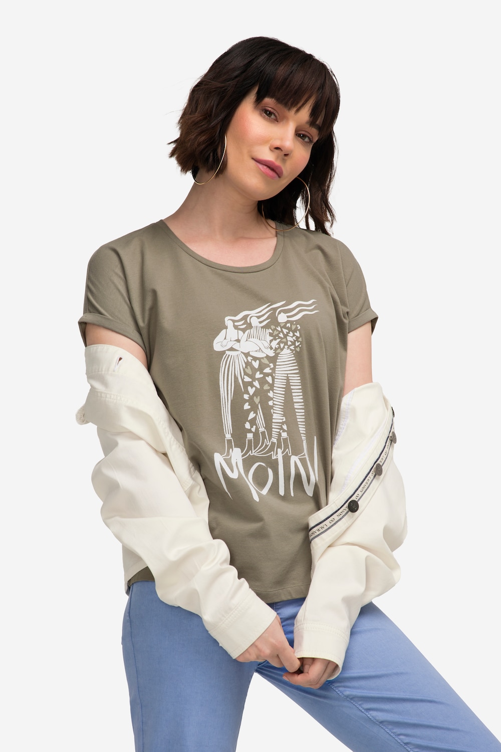 Große Größen T-Shirt, Damen, braun, Größe: L, Baumwolle, LAURASON