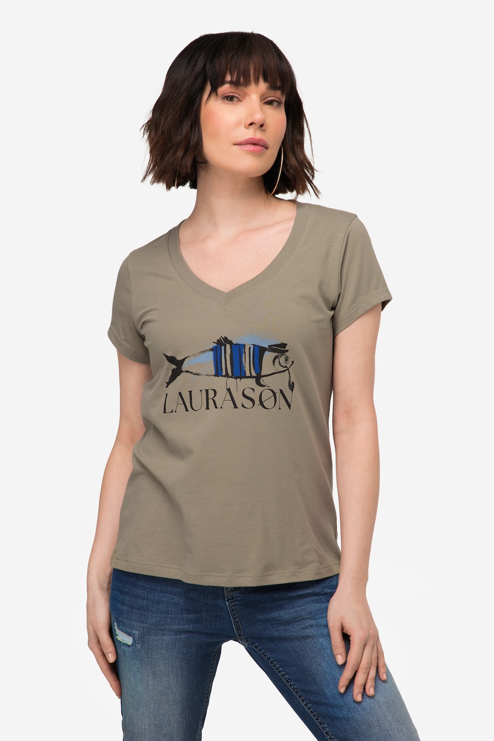 Große Größen T-Shirt, Damen, braun, Größe: M, Baumwolle, LAURASON