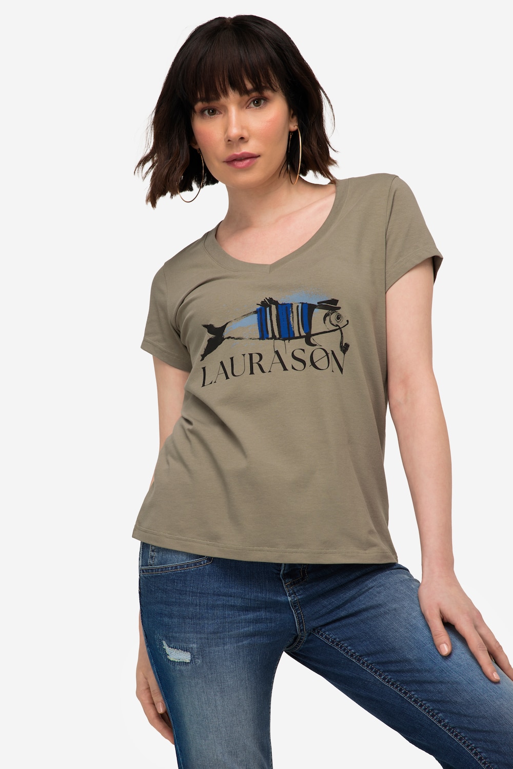 Große Größen T-Shirt, Damen, braun, Größe: S, Baumwolle, LAURASON