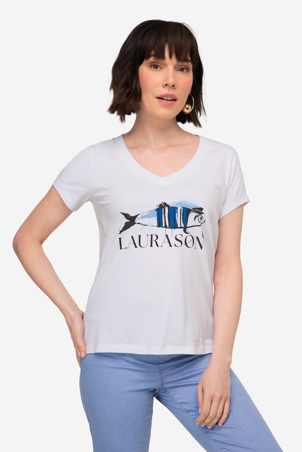 Große Größen T-Shirt, Damen, weiß, Größe: S, Baumwolle, LAURASON