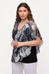 Bluse, doppellagig, Schmetterlings Print, Rundhalsausschnitt