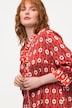 Bluse, Retro-Design, Stehkragen, V-Ausschnitt, 3/4-Arm