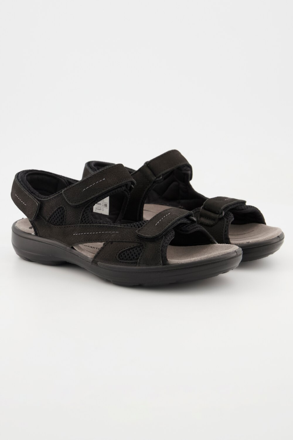 Grote Maten Jomos leren sandalen, Dames, zwart, Maat: 43, Leer/Overige, Ulla Popken