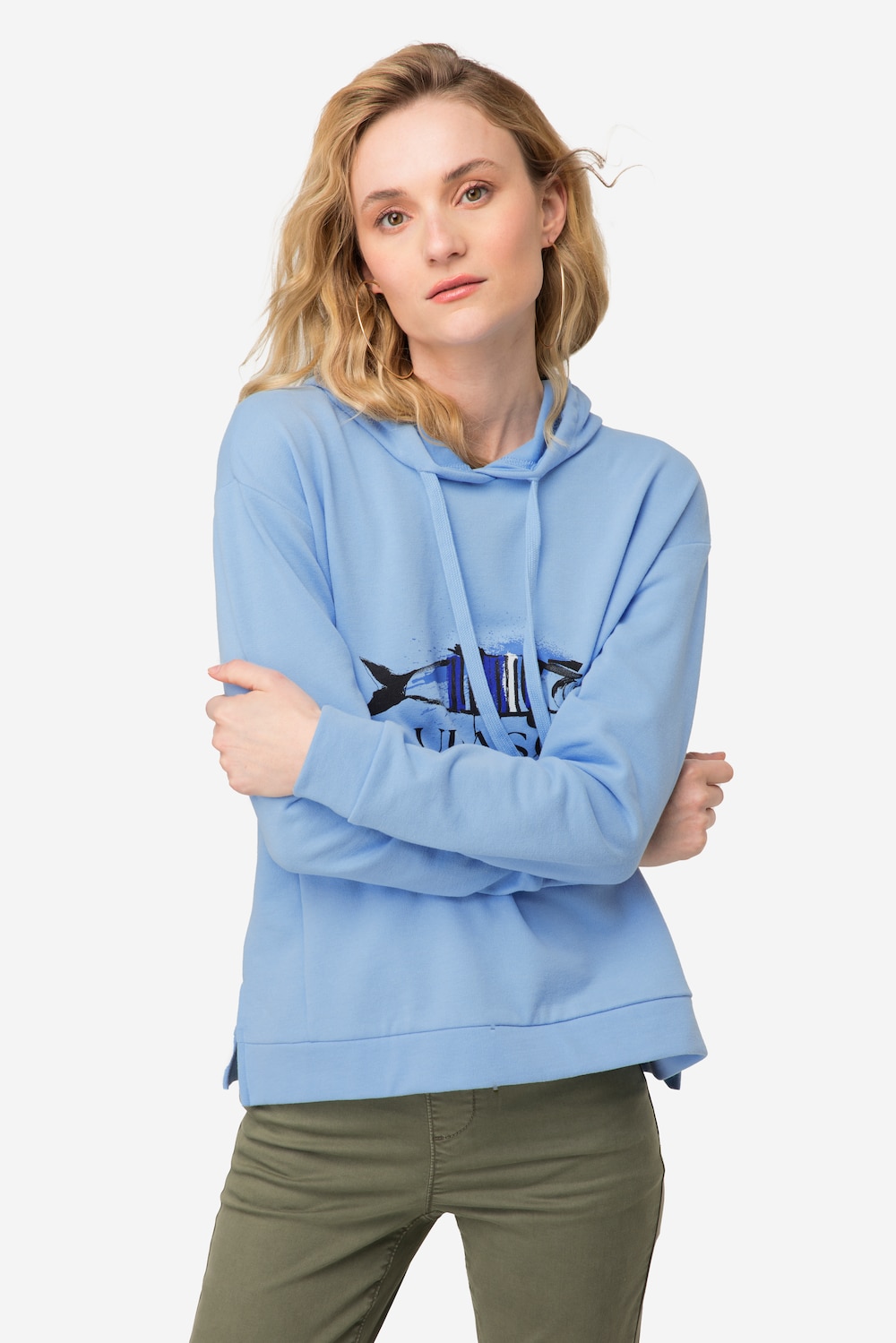 Große Größen Hoodie, Damen, blau, Größe: M, Baumwolle, LAURASON