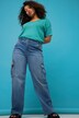 cargojeans, wide legs, high waist, 4-pocket, extra cargozakken