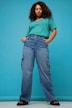 cargojeans, wide legs, high waist, 4-pocket, extra cargozakken