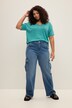 cargojeans, wide legs, high waist, 4-pocket, extra cargozakken