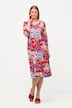 Midikleid, grafisches Design, Herzausschnitt, 3/4-Arm