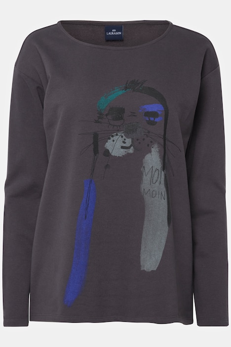 Sweatshirt, oversized, Robben Print, Rundhals, Langarm