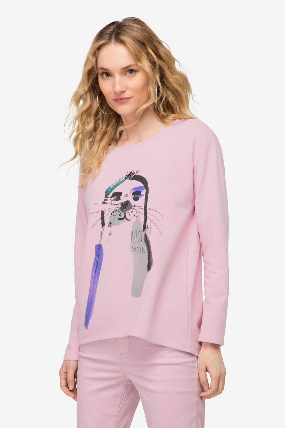 Große Größen Sweatshirt, Damen, rosa, Größe: L, Baumwolle, LAURASON