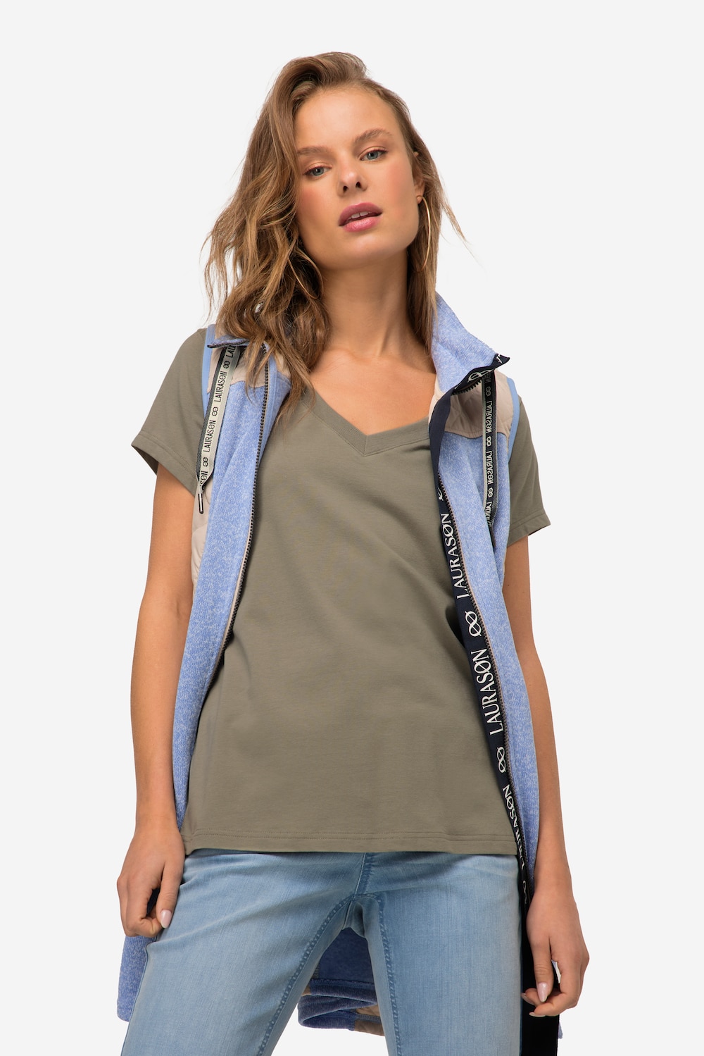 T-Shirt, kleiner Knoten Print, V-Ausschnitt, Halbarm, OEKO-TEX MIG