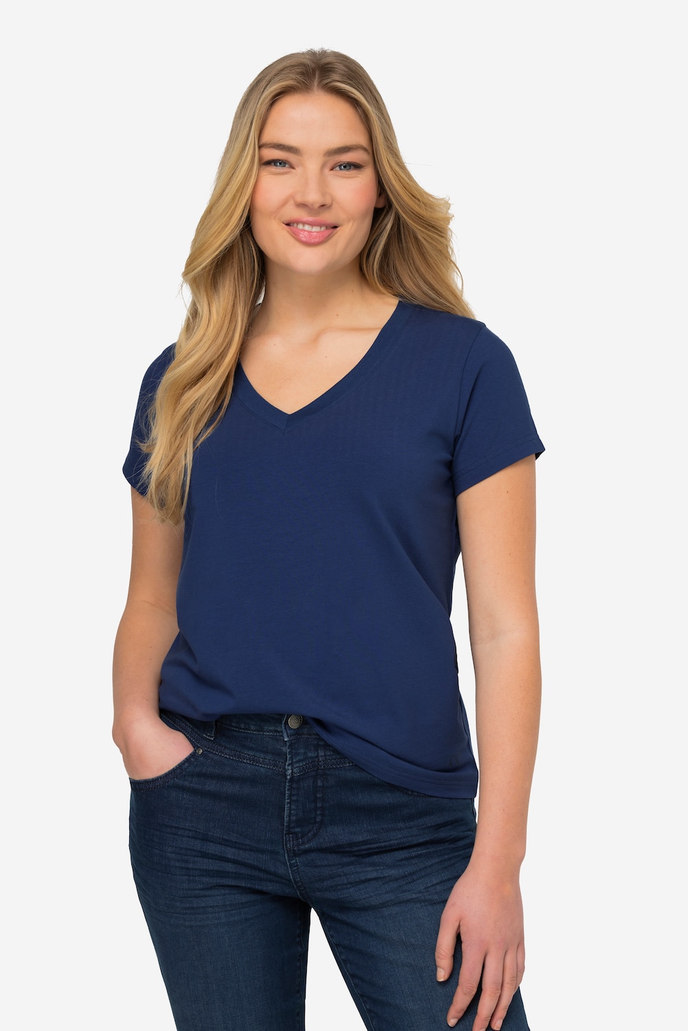 Große Größen T-Shirt, Damen, blau, Größe: L, Baumwolle, LAURASON