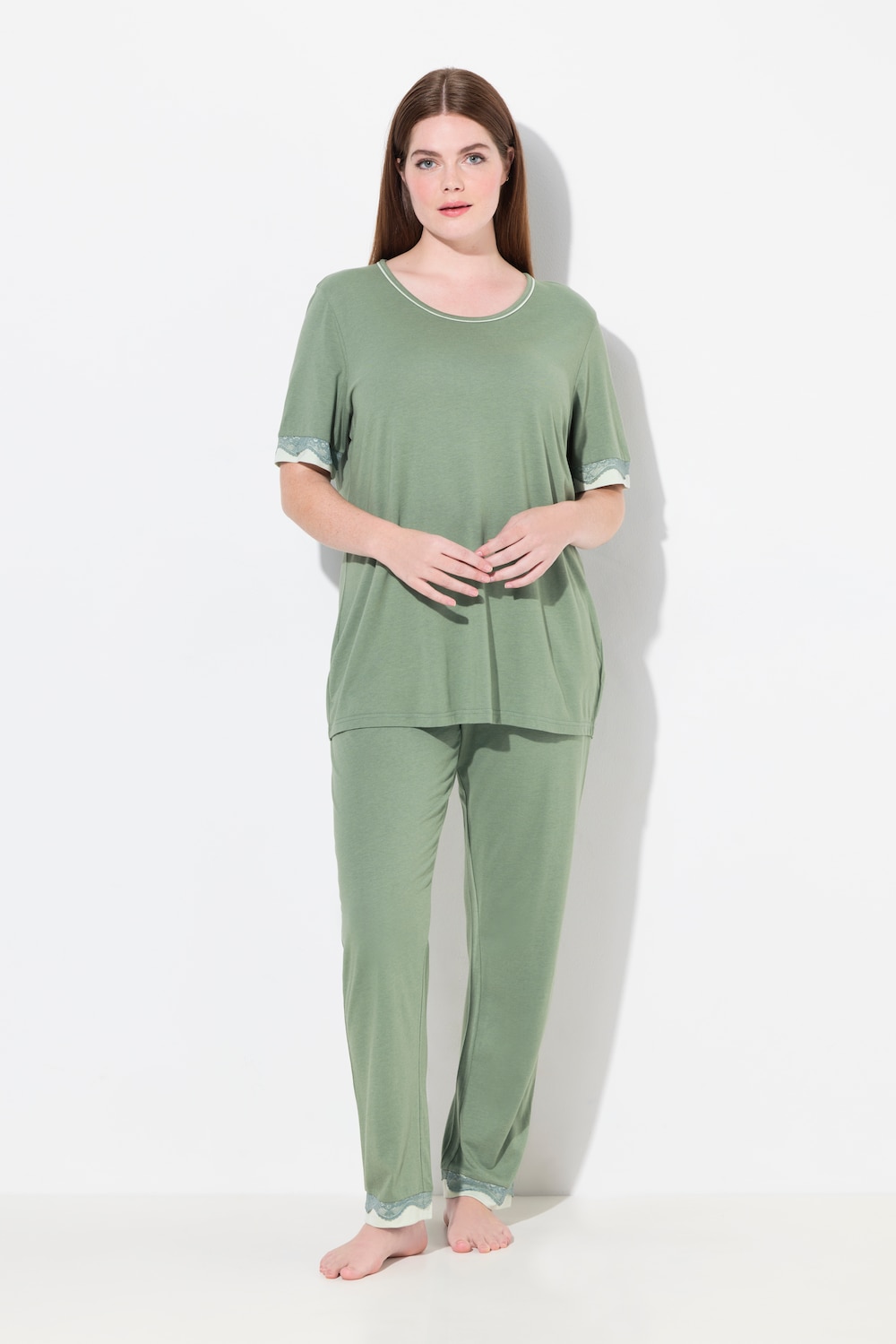 Große Größen Pyjama, Damen, grau, Größe: 42/44, Baumwolle/Synthetische Fasern, Ulla Popken