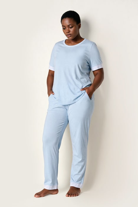 Pyjama, Spitzenkanten, Rundhals, Halbarm