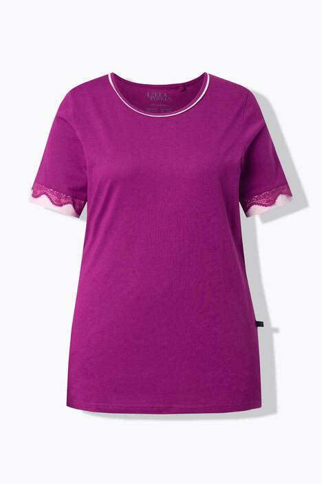 Pyjama, Spitzenkanten, Rundhals, Halbarm