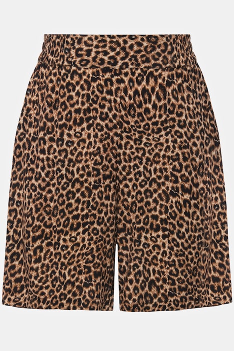 Leopard Print Wide-Leg Bermuda Shorts | Shorts | Pants