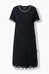 Chemise de nuit décolleté rond et manches courtes, liserés en dentelle