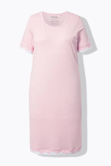 Nachthemd, kanten randen, ronde hals, korte mouw