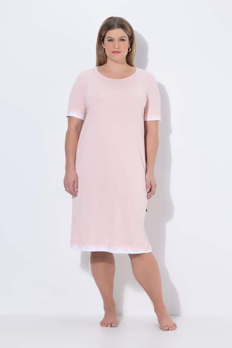 Nachthemd, kanten randen, ronde hals, korte mouw