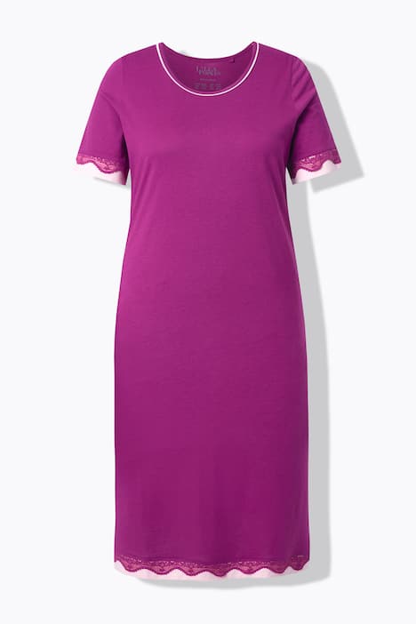 Nachthemd, Spitzenkanten, Rundhals, Halbarm