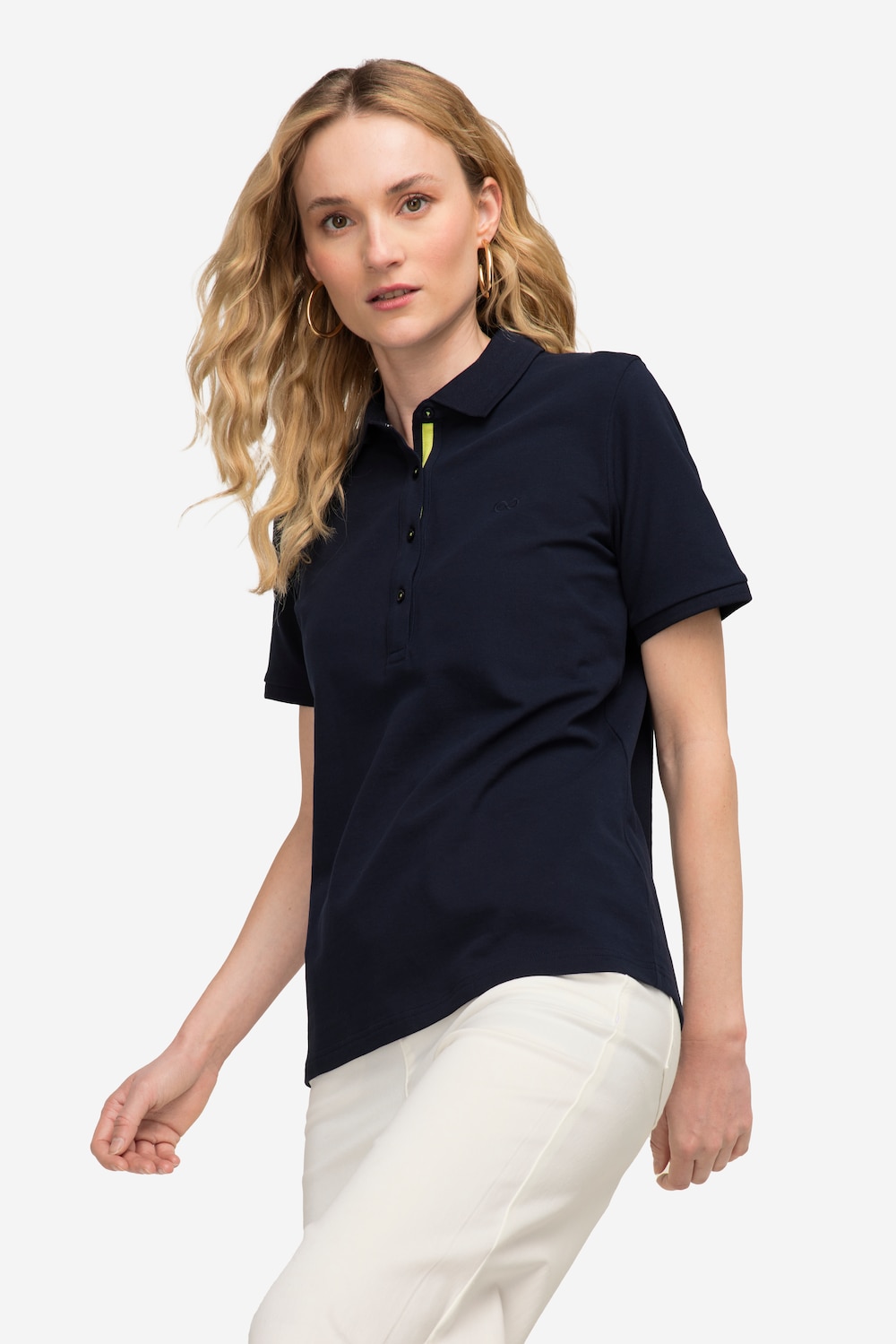 Große Größen Poloshirt, Damen, blau, Größe: M, Baumwolle, LAURASON