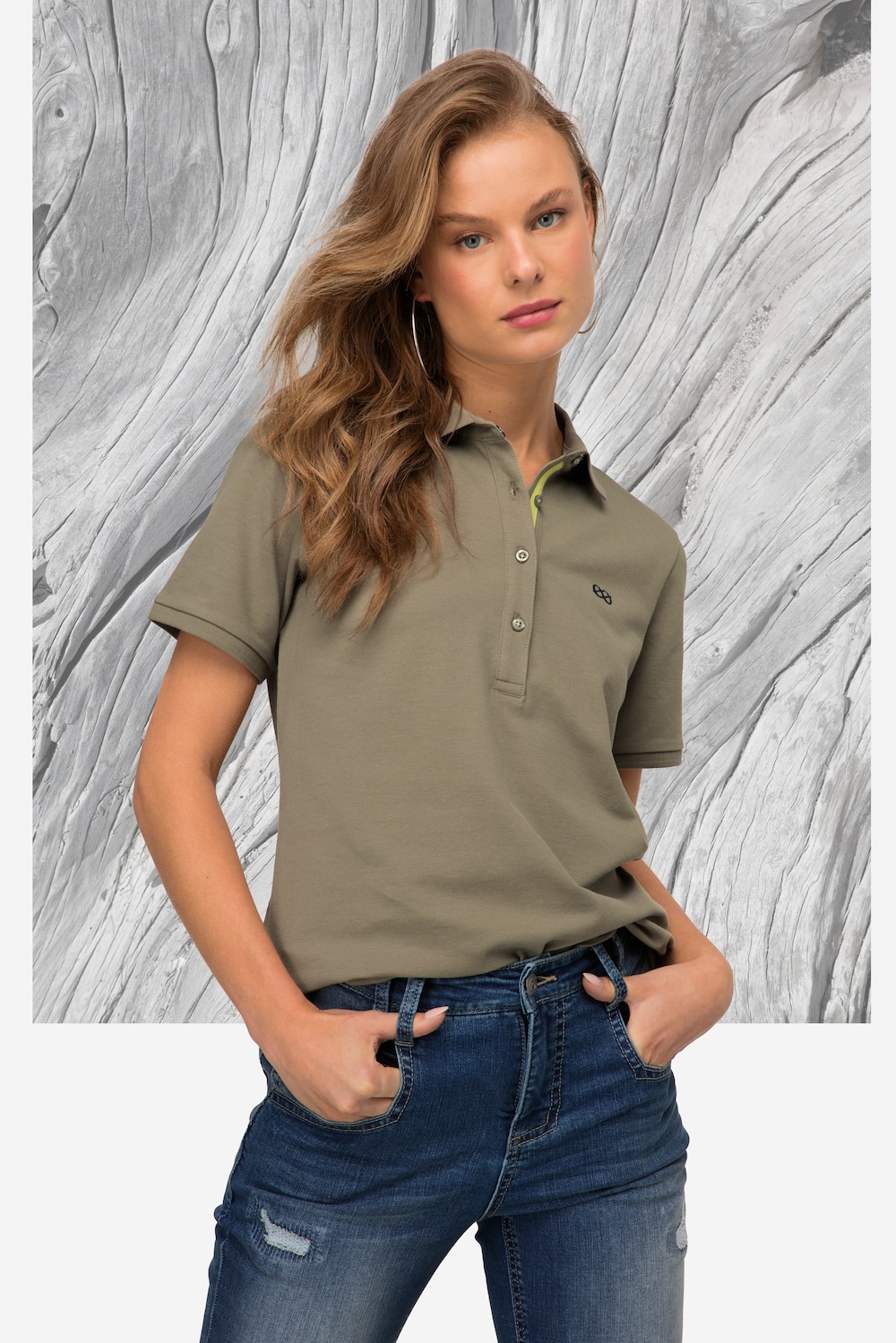 Große Größen Poloshirt, Damen, braun, Größe: XL, Baumwolle, LAURASON