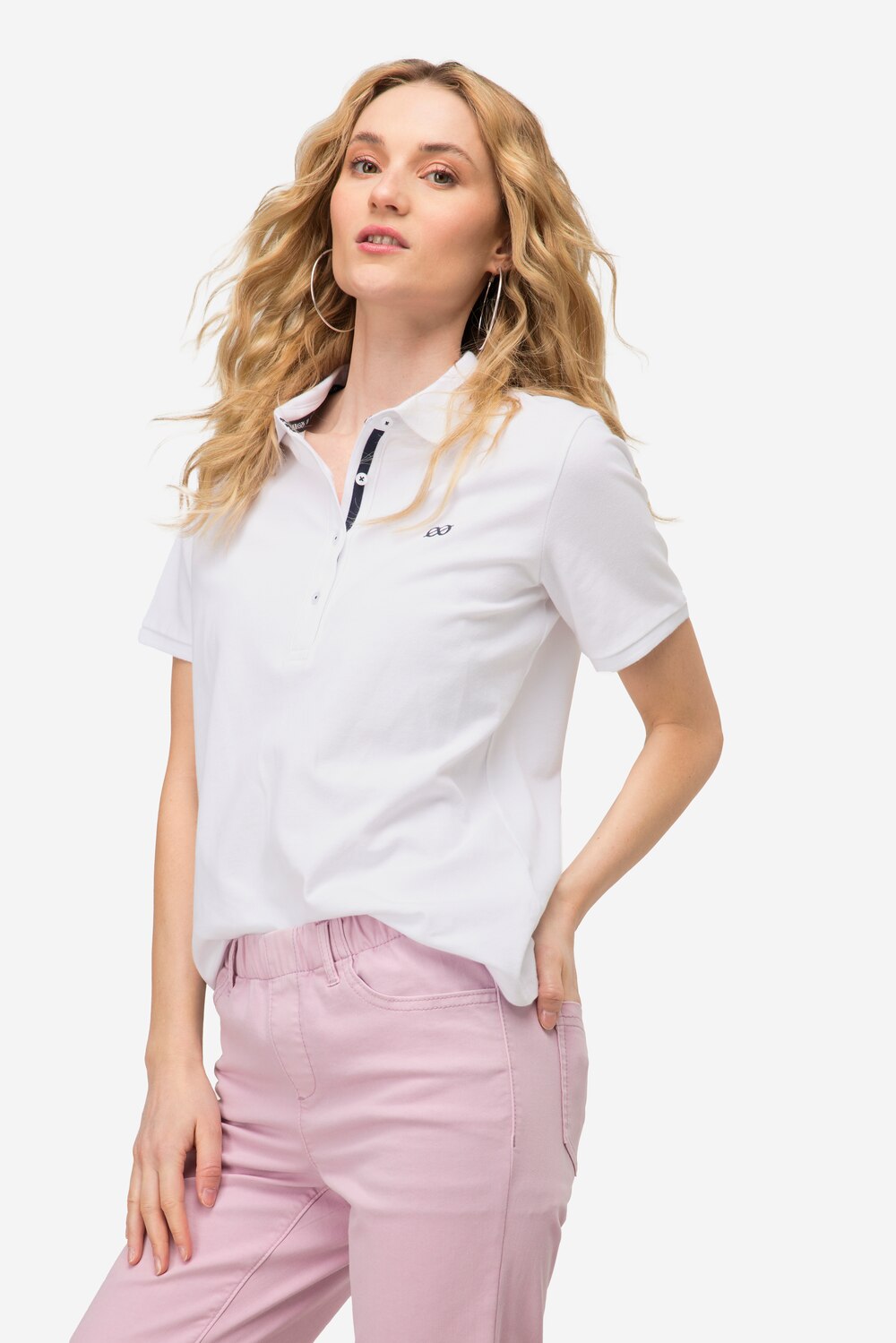 Große Größen Poloshirt, Damen, weiß, Größe: XL, Baumwolle, LAURASON