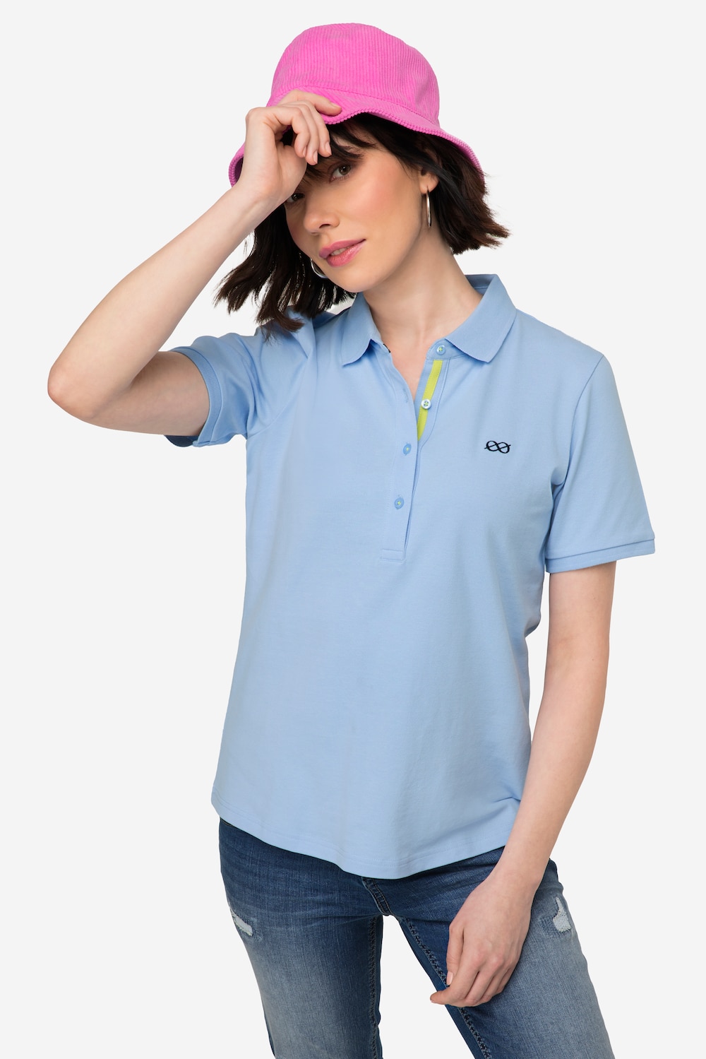 Große Größen Poloshirt, Damen, blau, Größe: L, Baumwolle, LAURASON