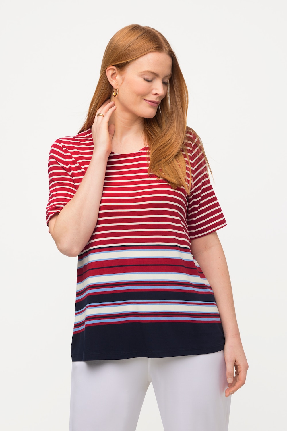 Grote Maten T-shirt, Dames, rood, Maat: 50/52, Viscose, Ulla Popken