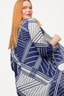Geometric Print 3/4 Sleeve Open Style Chiffon Kimono
