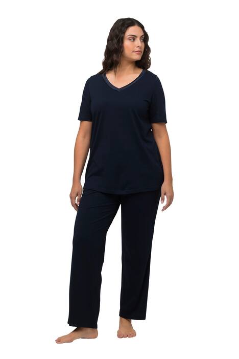 Pyžamo, dvoudílné, výstřih do V, krátké rukávy