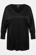 blouse, satijn, V-hals, 3/4-vleermuismouwen