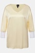 Bluse, Satin, V-udskæring, 3/4-flagermuseærmer