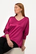 Bluse, Satin, V-udskæring, 3/4-flagermuseærmer