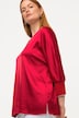 Bluse, sateng, V-hals, 3/4 flaggermusermer