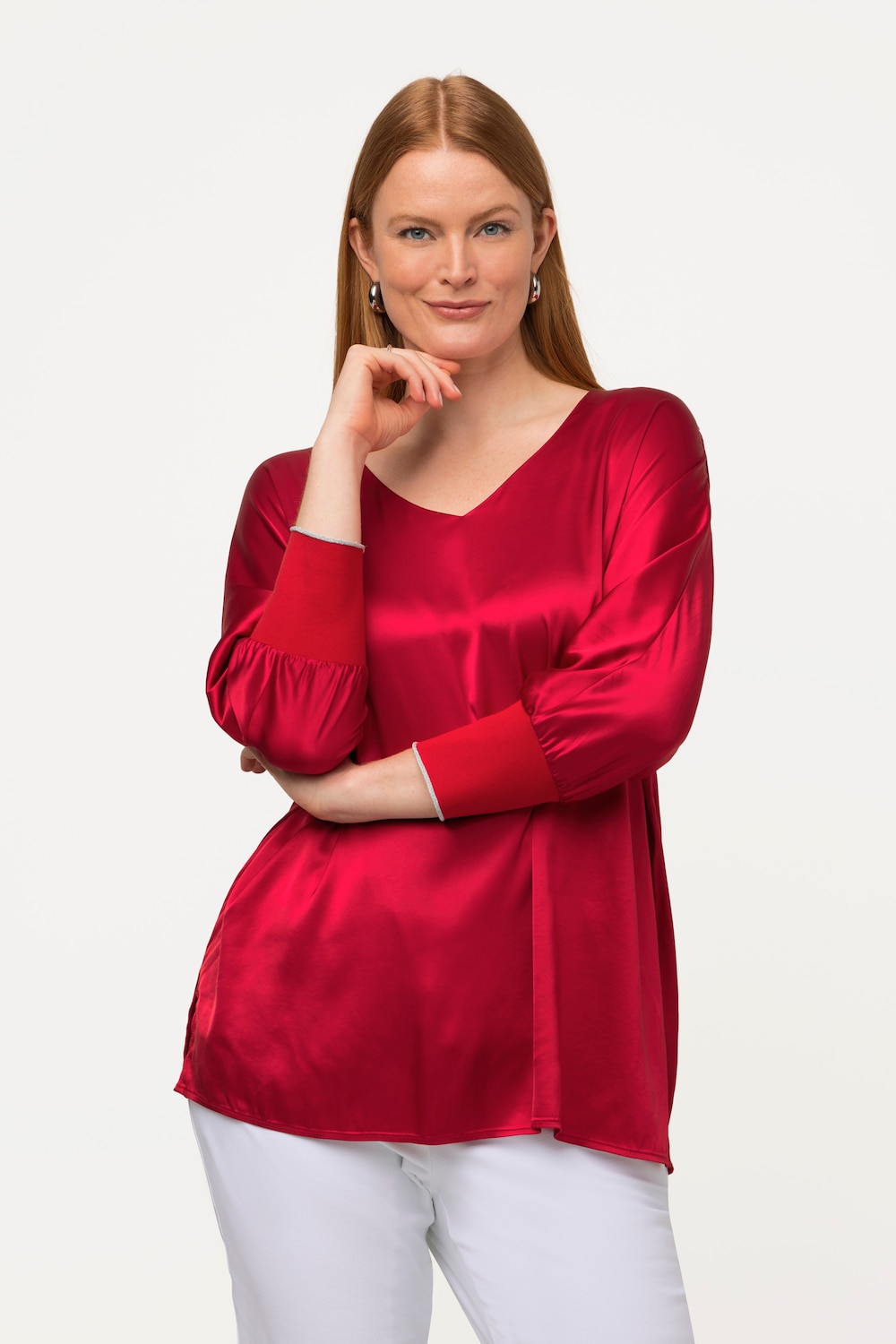 Grote Maten blouse, Dames, rood, Maat: 42/44, Viscose, Ulla Popken