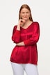 Bluse, sateng, V-hals, 3/4 flaggermusermer